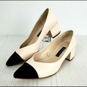 Zara peep toe block heel